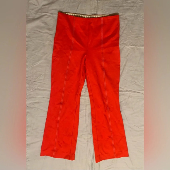 ANTHROPOLOGIE The Essential Cropped Flare‎ Trousers in Red - Picture 6 of 11